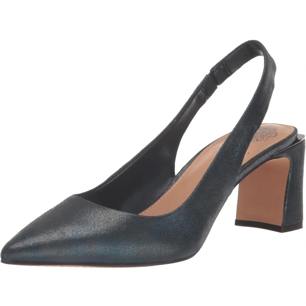 Vince Camuto Gilded Navy Slingback Heels